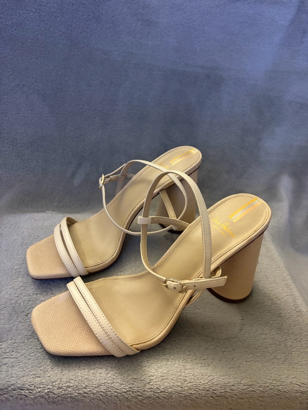 Sam Edelman Beige Leather Block Heel Sandals - Size 7.5M